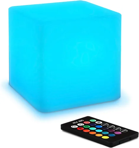 Mr.Go Lámpara de ambiente de luz nocturna LED regulable de 4 pulgadas para niños y adultos, 16 colores RGB, 8 niveles de atenuación, 4 efectos de