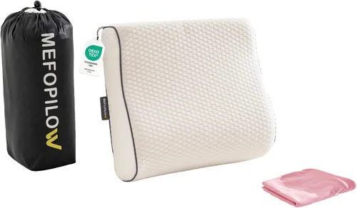 Miniatura 17 de Almohada de viaje de espuma viscoelástica con funda lavable y bolsa de transporte, almohada de cuello compacta, suave y transpirable para avión