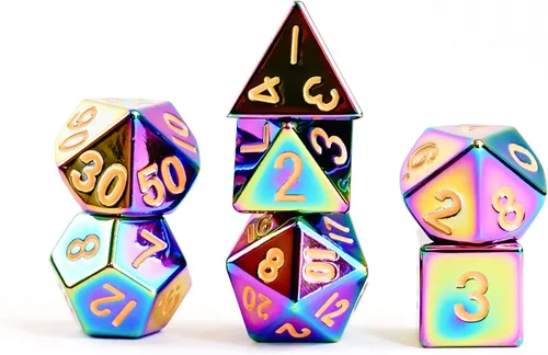 Miniatura 11 de FanRoll - Juego de dados poliédricos de metal de 0.630 in, plata antigua, dados de juego de rol para Calabozos y Dragones