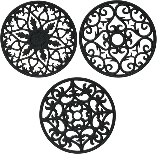 Alfombrillas de silicona para ollas y sartenes calientes, almohadillas y tapetes multiusos tallados intrincadamente, tapete de mesa de cocina A: