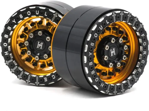 Miniatura 8 de 4pcs RC Aluminio 2.2 Beadlock Ruedas Llantas Oro/Negro Color Peso Aproximadamente 5.64 oz/pc Ajuste para RC Mud Truck Rock Crawler Trx4 Scx10 Capra
