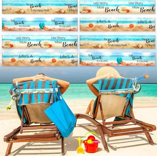 Miniatura 15 de Boao 8 Piezas Bandas de Toalla Grandes para Sillas de Playa 15.75" x 1.97" Bandas de Toalla para Sillas de Crucero Clips Elásticos a Prueba