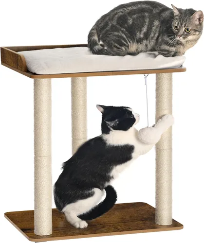Miniatura 18 de FourFurPets - Árbol para gatos grande de 26.7 pulgadas, torre y condominio, postes para rascar para gatos de interior, plato grande, tres postes