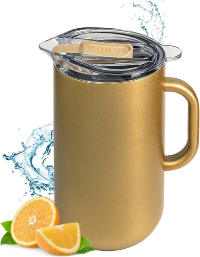 Miniatura 18 de Jarra Premium Aislada de Served (0.87 cuartos de galón/66oz) - Jarra de Acero Inoxidable con Pared Doble, Forrada en Cobre con Tapa - Jarra Térmica