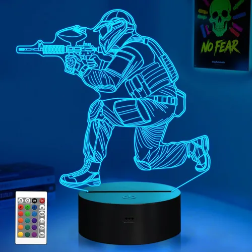 Miniatura 12 de OkiyiD - Luz nocturna de ilusión 3D con 16 colores cambiantes con control remoto (Estilo 7)