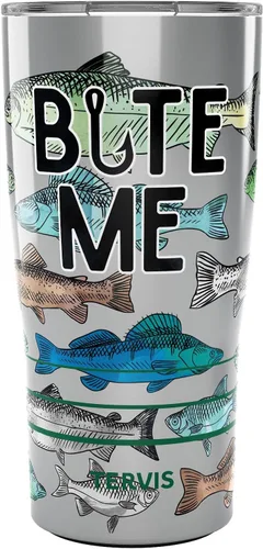 Miniatura 15 de Tervis Vaso aislado de doble pared Bite Me hecho en Estados Unidos mantiene las bebidas frías y calientes, 16 onzas, tapa verde cazador, clásico