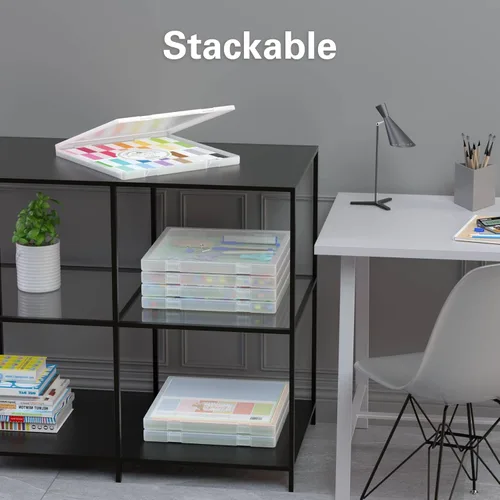 Miniatura 7 de Denkee Almacenamiento de papel de 12 x 12, paquete de 4 organizadores de papel para álbumes de recortes, caja organizadora de manualidades