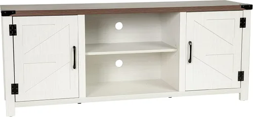 Miniatura 2 de BizChair Moderno soporte de TV con puerta de granero, centro de entretenimiento gris lavado de 59 pulgadas, para televisores de hasta 65 pulgadas