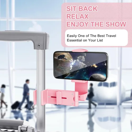 Miniatura 2 de Perilogics Soporte de Teléfono para Avión Montaje Universal en Vuelo Visualización Manos Libres con Rotación Dual Multidireccional de 360 Grados Rosa