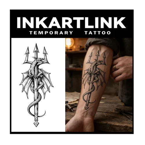 Miniatura 6 de INKARTLINK Tattoo Tech, 2 hojas de tatuaje semipermanente mediano, tatuajes temporales de diseño artístico para adultos, dura 1-2 semanas