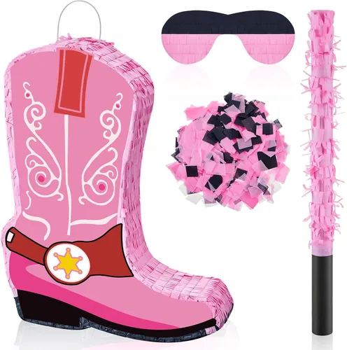 Lewtemi Sombrero de Vaquero de 15.7 Pulgadas para Piñata, Decoración Temática de Vaquero Occidental para Fiesta de Cumpleaños, Recuerdos con Palo