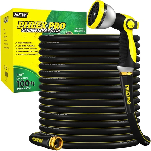 Miniatura 10 de Manguera de jardín de 3 pies - PHLEX PRO Manguera de agua resistente premium de 5/8' de goma de 3 capas, manguera de agua híbrida flexible e
