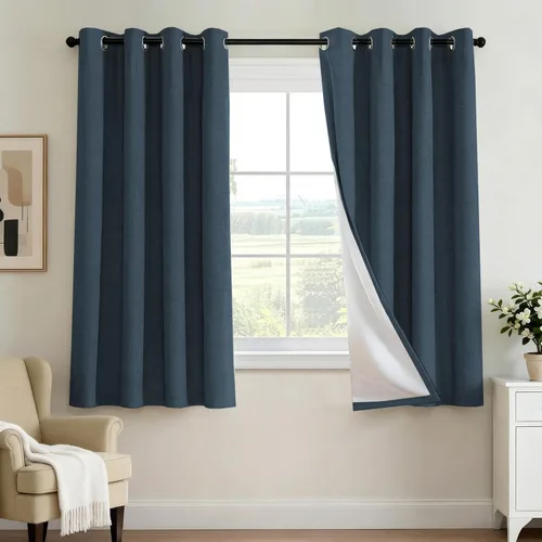 Miniatura 90 de H.VERSAILTEX - Cortina opaca 100 % de lino de 108 pulgadas de largo para dormitorio, con aislamiento térmico, lino texturizado, ahorro de energía