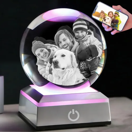 Miniatura 17 de Foto de cristal 3D personalizada: recuerdo grabado personalizado para el día del padre, regalo único de aniversario de cumpleaños para papá, mujer