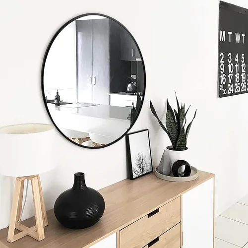 Miniatura 4 de Fabuday Espejo circular negro para pared de 20 pulgadas, espejos redondos para baño, entrada, sala de estar, pasillo, decoración de dormitorio
