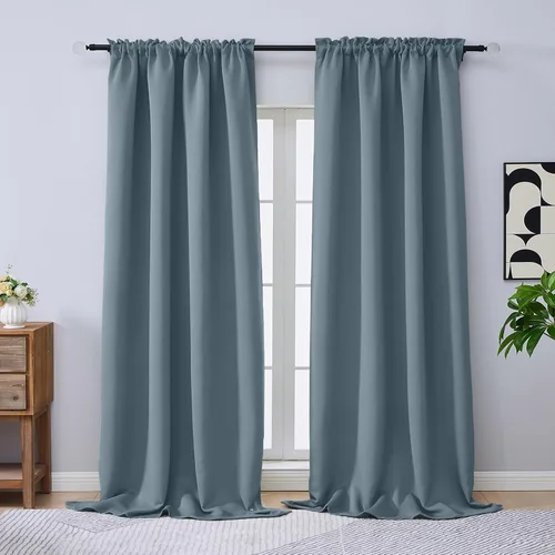Miniatura 184 de OVZME Cortinas opacas turquesa para tratamiento de ventanas pequeñas, cortinas cortas con bloqueo de luz para ventana de cocina sobre el fregadero