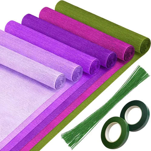 Miniatura 10 de Mlurcu Papel crepé - 6 rollos de serpentinas de crepé verdes, 10 pulgadas de ancho, kit de manualidades de flores para bodas y fiestas de festivales