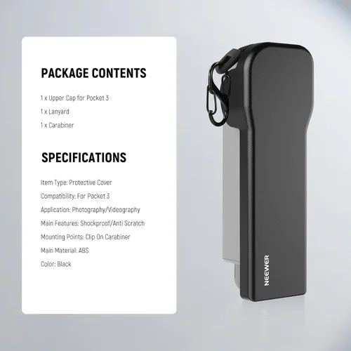 Miniatura 8 de NEEWER Funda protectora Pocket 3 con mosquetón, resistente a prueba de golpes, funda rígida de viaje, compatible con DJI Osmo Pocket 3 Gimbal Screen