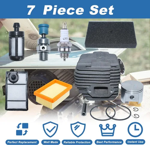Miniatura 3 de Kit de filtro de combustible de aire cilíndrico de 1.929 in para sierra de corte de hormigón Stihl TS400, kit de cilindro con filtro de aire