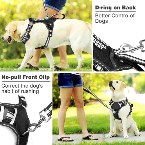 Miniatura 4 de Arnés para perro de servicio WINSEE sin tirones con 7 parches para perros, arnés reflectante para mascotas con asa acolchada y duradera