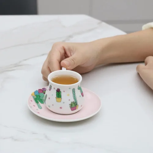 Miniatura 6 de GuangYang Juego de 6 tazas de espresso de 2.5 onzas, lindo patrón de cactus