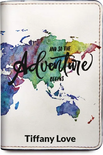 Wanderlust - Soporte para pasaporte de cuero para mujer