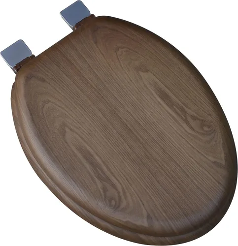 Miniatura 12 de 5Q1E1-17BR - Asiento de inodoro de madera natural con acabado decorativo, incluye bisagra Vari-Adjust Lok-Down R'N'C, alargado, roble claro