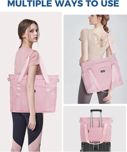 Miniatura 8 de Fmeida Gym Bag for Women, 30L Expandable Travel Bags with Shoe Compartment, Sports Yoga Bag with Wet Pocket