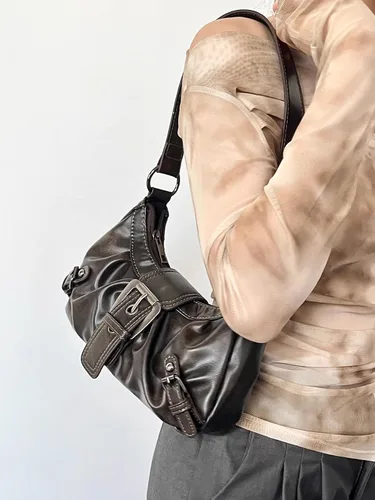 Miniatura 2 de Y2k - Monederos para mujer, pequeños bolsos de hombro Hobo, bolso gótico punk, bolso de mano moderno para axilas