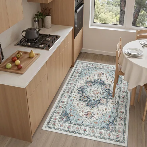 Miniatura 728 de Madane Tapete lavable de 2 x 10 pies para pasillo, cocina, recibidor, clásico, suave, antideslizante para interiores, casa de campo, baño, sala