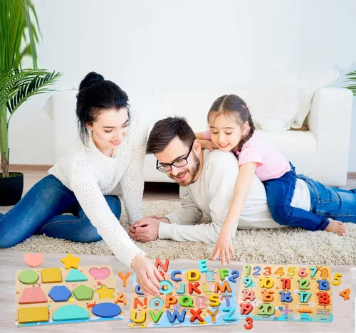 Miniatura 2 de Rompecabezas de madera para niños pequeños, Voamuw rompecabezas educativos de números, letras y formas para niños en edad preescolar de 3 a 6 años