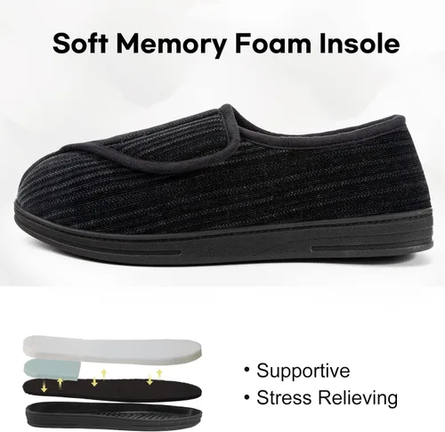 Miniatura 3 de LongBay Men's Memory Foam Diabetic Slippers Comfy Warm Plush Fleece Arthritis Edema Swollen House Shoes