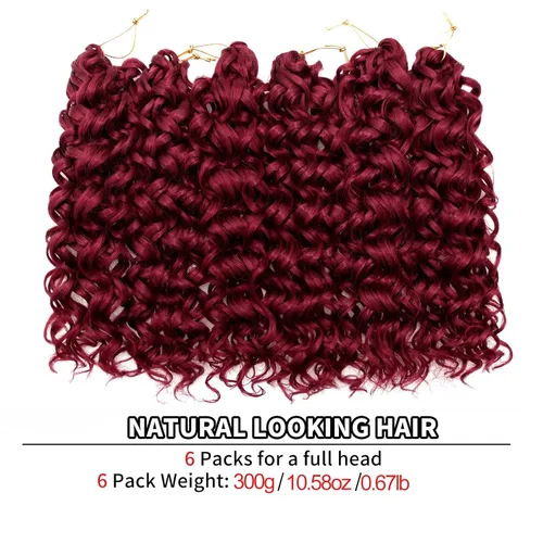Miniatura 2 de QRHSUKA GoGo Curl Cabello de Ganchillo Rizado Corto para Mujeres Rizos de Playa Ondas de Agua Trenzas Profundas de Ganchillo Sintéticas Extensiones