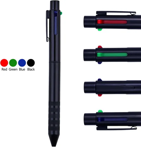 Miniatura 2 de DUNBONG Bolígrafo multicolor negro 4 en 1 multifunción con bolígrafo de gel negro, azul, rojo, verde, 1 unidad (negro)