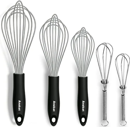 Miniatura 21 de Anaeat Mini batidores de alambre, juego de 2 batidores portátiles de acero inoxidable para cocina y batidor de huevos con alambre grueso, globo 2