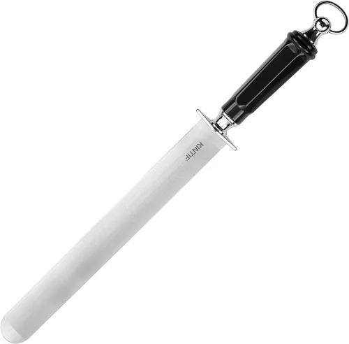 Varilla de afilar de acero de alta resistencia de 12 pulgadas, alta dureza, corte fino, ideal para cuchillos de carnicero y cuchillos de chef,