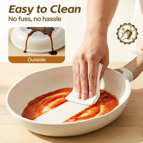 Miniatura 4 de UESLUCK - Sartén antiadherente creativa de 8 pulgadas con tapa, pequeña sartén creativa con tapa, sartén para huevos antiadherente con mango
