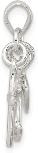 Miniatura 2 de Colgante de plata de ley 925 maciza, corazón y cruz, 0.945 in x 0.630 in.