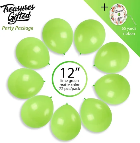 Treasures Gifted - Globos de un solo color mate, Verde lima (Lime Green)