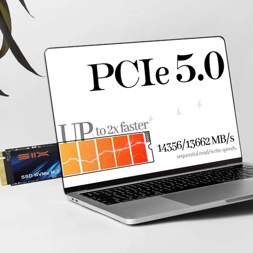 Miniatura 3 de SIX NVME M.2 SSD de 1 TB - PCIe gen 5.0x4 X15000 M.2 2280, velocidad secuencial de hasta 14,300 MB/s, computación AI Gaming por disco duro interno