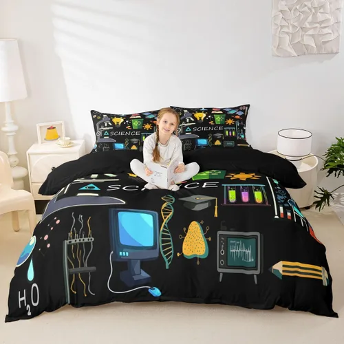 Miniatura 2 de Erosebridal Juego de ropa de cama con temática científica tamaño individual para niños y niñas, adolescentes, regalos de regreso a clases, funda