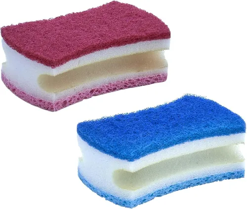 Miniatura 9 de Esponja exfoliante antiarañazos con un agarre cómodo, esponja de cocina resistente de doble cara, esponja de celulosa, sin arañazos, con juego