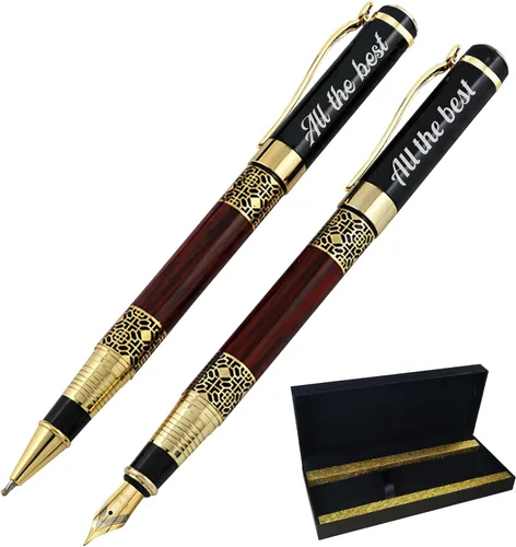 Personalized pens & Gel pens with your Names Company Names, Office Gift Pen Set, with Pen Box Gift for Colleague Teachers Friends Business Wood