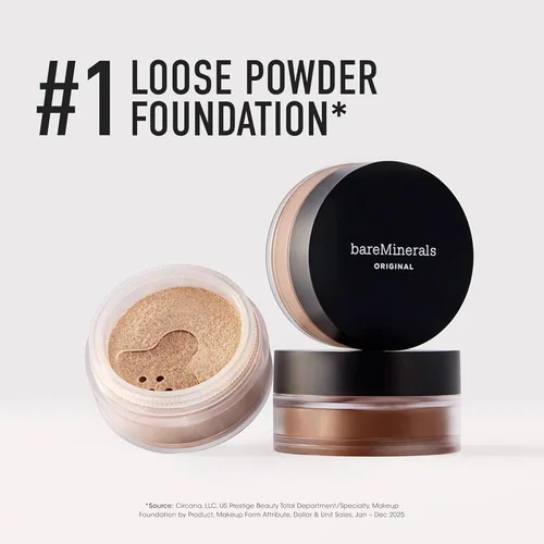 Miniatura 5 de bareMinerals Base de maquillaje original en polvo suelto SPF 15, maquillaje facial en polvo mineral limpio, cobertura transparente a completa, sin
