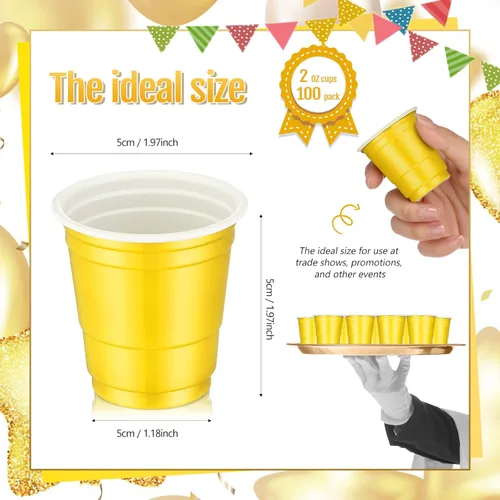 Miniatura 2 de Roshtia Paquete de 100 vasos de plástico de 2 onzas, mini vasos de chupito desechables de graduación de 2 onzas para fiesta de graduación, boda