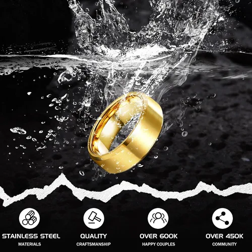 Miniatura 3 de Jstyle Anillos de acero inoxidable para hombres, anillo de boda, banda simple y genial, 0.315 in de ancho, 3