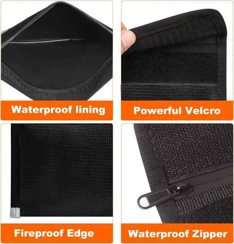 Miniatura 6 de Sobres de dinero para efectivo (paquete de 2) – Bolsa pequeña ignífuga de 9.5 x 5.8 pulgadas y cartera de relleno de efectivo – Bolsa impermeable