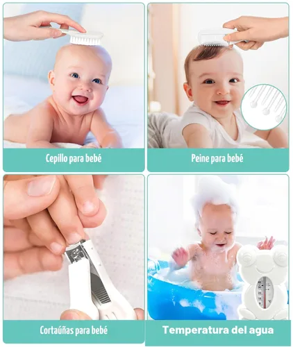 Miniatura 5 de Kit de cuidado de la salud y aseo para bebés, kit de cortadora de uñas de seguridad eléctrica, kit de cuidado para recién nacidos con peine de Blanco