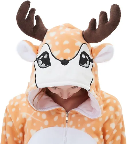 Abenca - Pijama tipo mameluco de vellón con diseño de unicornio para mujer, disfraz de animales de caricatura para Navidad, Halloween o fiesta de