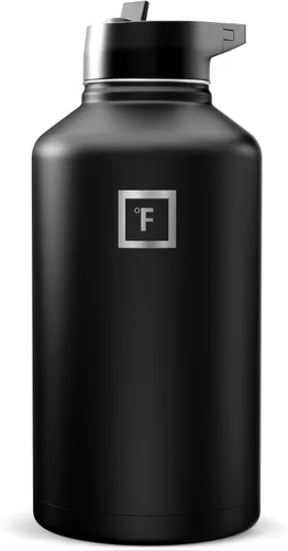 Miniatura 52 de IRON °FLASK Frasco de hidratación para acampar y senderismo con pajilla, botella de agua deportiva de acero inoxidable con aislamiento de boca Dark